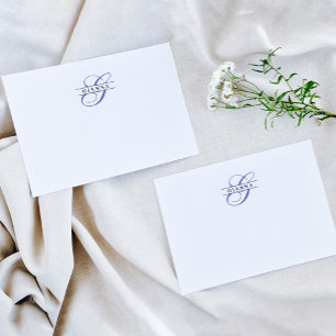 Elegant Purple Calligraphy Split Monogram Card