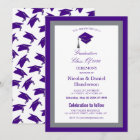 Elegant purple caps graduation ceremony invitation