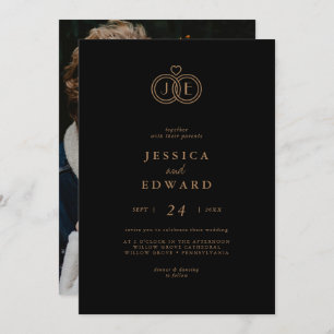 Elegant Purple Casual Photo Monogram Photo Wedding Invitation