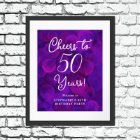 Elegant Purple Cheers to 50 Years 50th Birthday