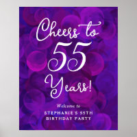 Elegant Purple Cheers to 55 Years 55th Birthday