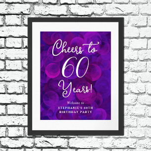 Elegant Purple Cheers to 60 Years 60th Birthday Poster
