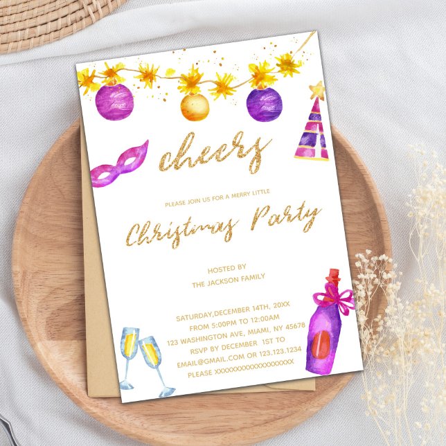 Elegant Purple Christmas Holiday Party Invitation (Purple Christmas Invitations)