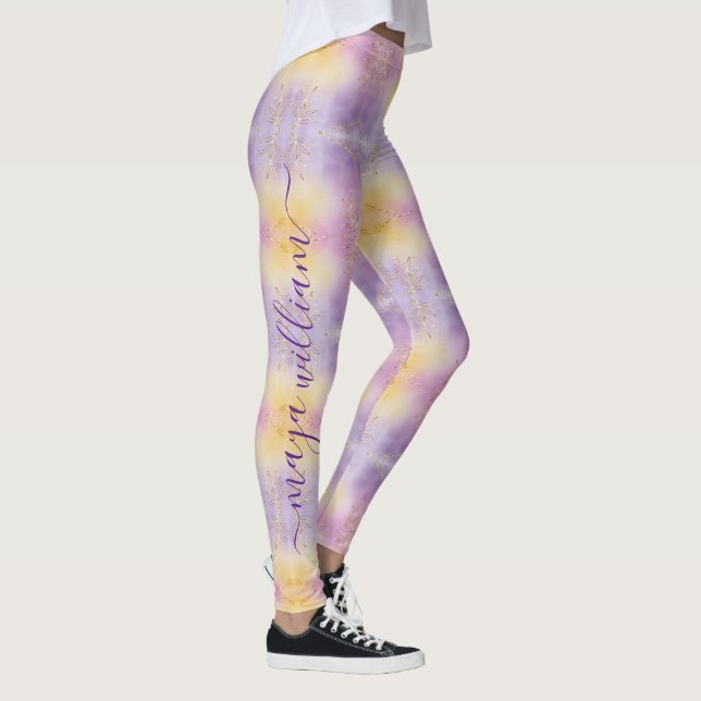 Elegant Purple Christmas Personalised Monogram  Leggings (Right)