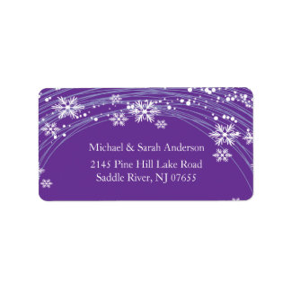 Elegant Purple Christmas Snowflakes Address Label