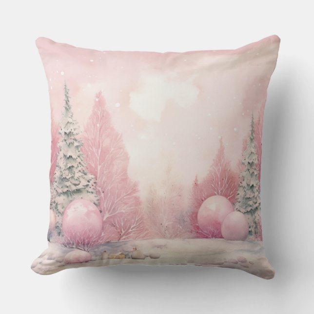 Elegant Purple Christmas Throw Pillow  (Front)