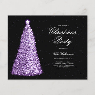 Elegant Purple Christmas Tree Invite Program Menu