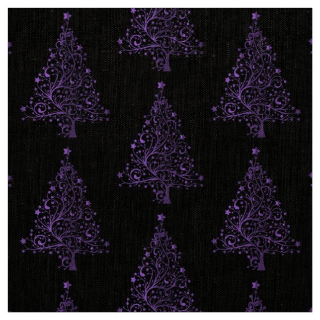 Elegant Purple Christmas Tree Pattern Seasonal Fabric (Swatch)