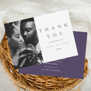Elegant Purple Classic Photo Wedding Thank You Card