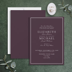 Elegant Purple Classic Script Wedding Invitation