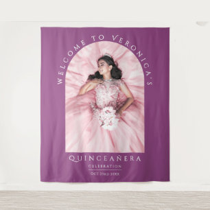 Elegant Purple Classical Quinceañera Arch Photo Tapestry