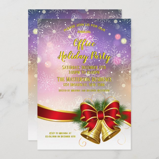 Elegant Purple Company Holiday Party Invitation (Front/Back)