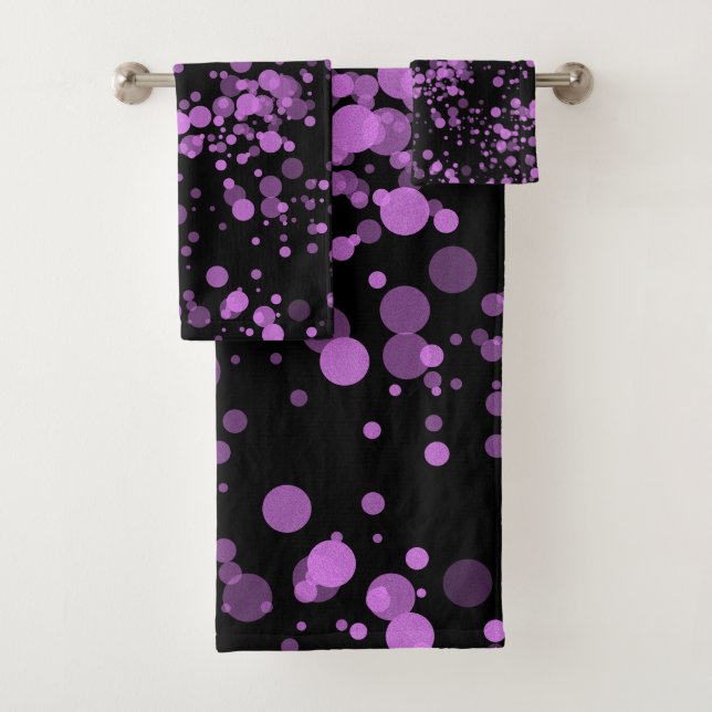 Elegant Purple Confetti Bath Towel Set (Insitu)