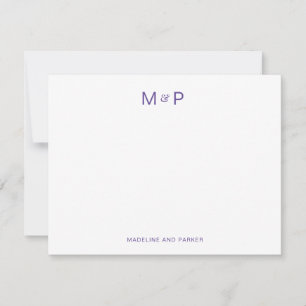 Elegant Purple Contemporary Couple Monogram Card