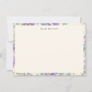 Elegant Purple Cosmos Floral Personalized Notecard