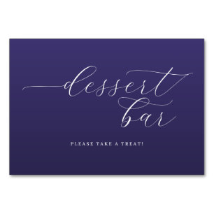 Elegant Purple Cursive Dessert Bar Sign Table Number