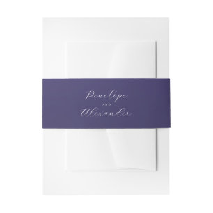 Elegant Purple Cursive Wedding Invitation Belly Ba Band