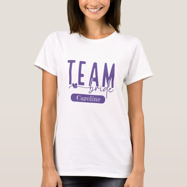 Elegant Purple Customisable Team Bride Squad Tee (Front)