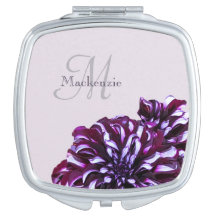 Elegant purple dahlia flowers monogram custom name