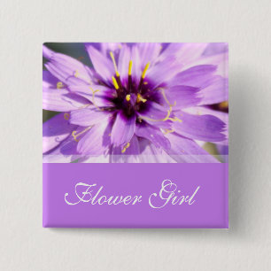 Elegant purple daisy flower wedding flower girl 15 cm square badge