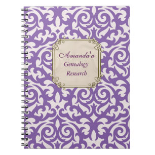 Elegant Purple Damask Genealogy Spiral Notebook