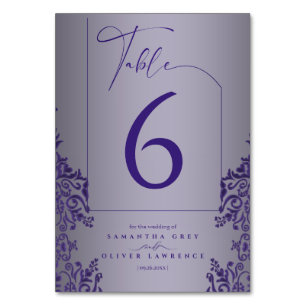 Elegant Purple Damask Save the Date Photo Card