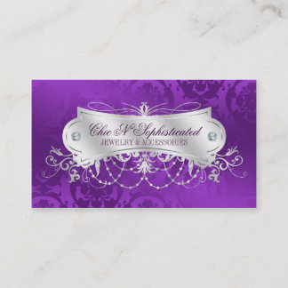 Elegant Purple Damask Swirl Business Card