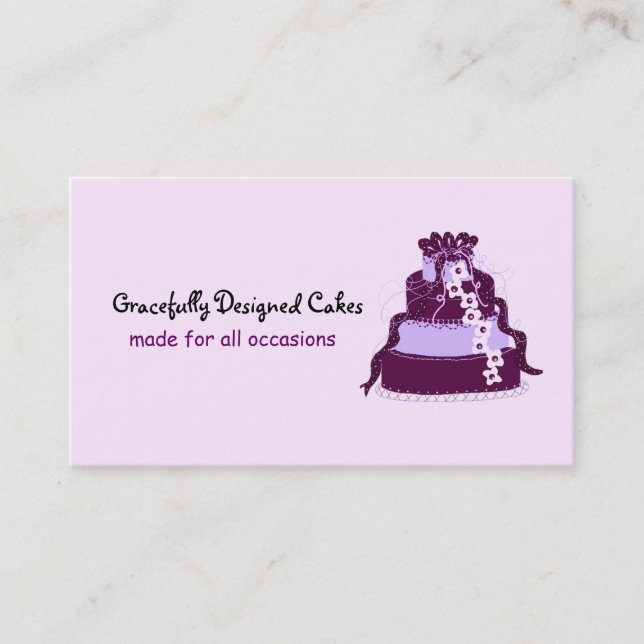Elegant  Purple Designer Cake Business Card (Front)