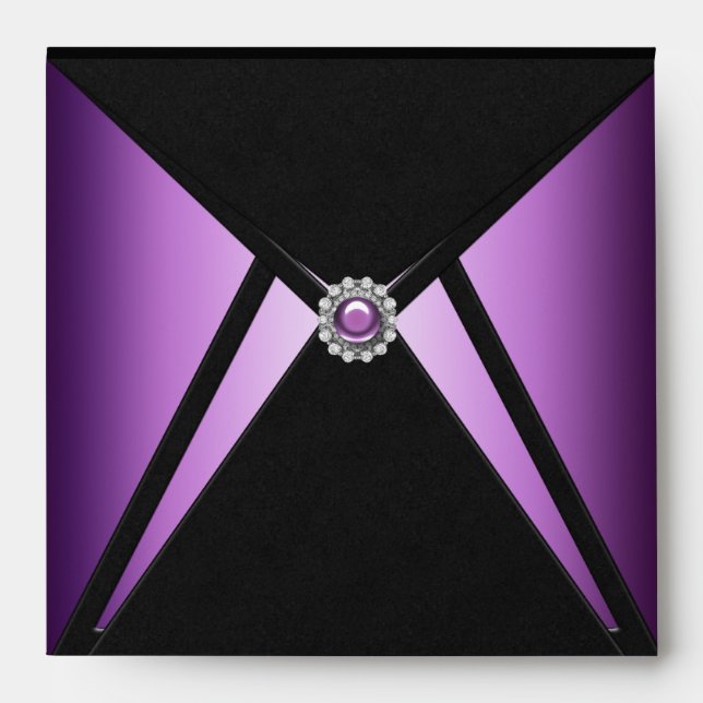 Elegant Purple Diamond Black Envelope (Front)