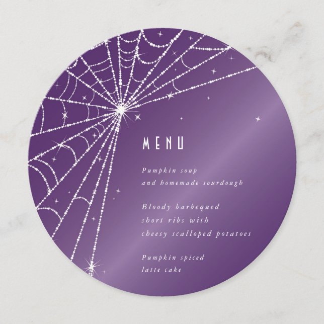 Elegant Purple Diamond Spider Web Square/Round Menu (Front)