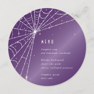 Elegant Purple Diamond Spider Web Square/Round Menu