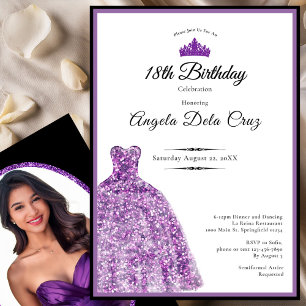 Elegant purple dress 18th birthday debut invitation