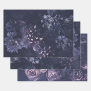 Elegant Purple Dutch Floral Wrapping Paper Sheet