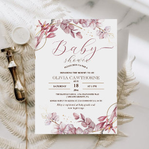 Elegant Purple Eucalyptus Girly Baby Shower Party Invitation