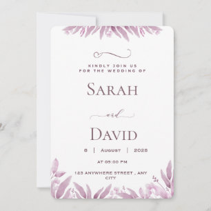 Elegant Purple Eucalyptus Wedding Invitation