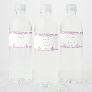 Elegant Purple Eucalyptus Wedding Water Bottle Label