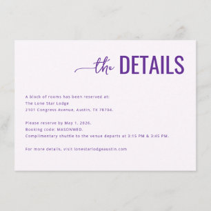 Elegant Purple Event Details Enclosure Card