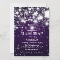 Elegant Purple Fabulous Fifty Party Shining Stars