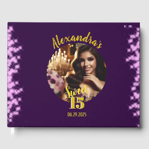 Elegant Purple Fairytale Princess Photo Spanish Guest Book