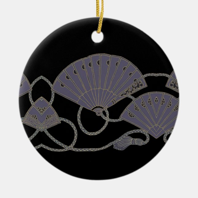 Elegant Purple Fan Ceramic Tree Decoration (Front)