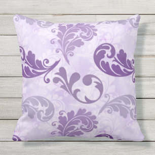Elegant Purple Feathers Pattern Cushion