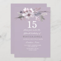 Elegant Purple Floral 15th Birthday Party Invite