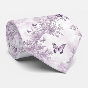 Elegant Purple Floral and Butterflies Tie