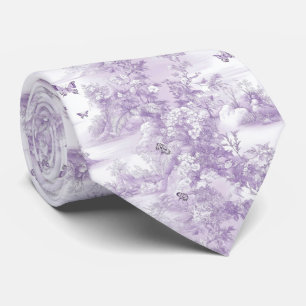 Elegant Purple Floral and Butterflies Tie