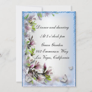 Elegant Purple Floral And Butterfly Reception Card