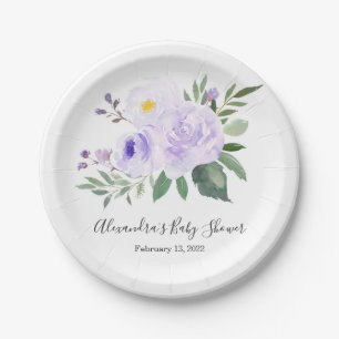 Elegant Purple Floral Baby Shower Plate