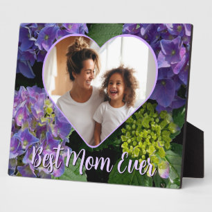 Elegant purple floral Best Mum Ever photo template Plaque
