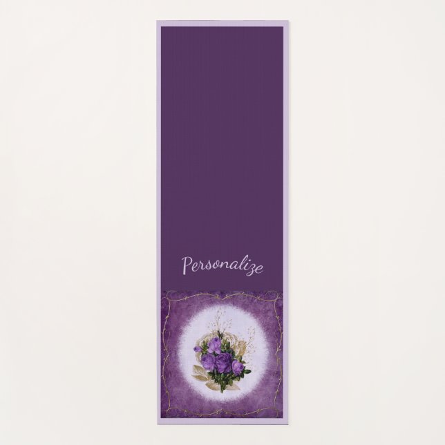 Elegant Purple Floral Bouquet Flower Yoga Namaste Yoga Mat (Front)