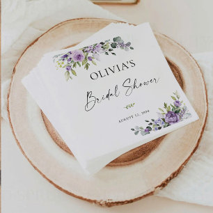 Elegant Purple Floral Bridal Shower Napkin
