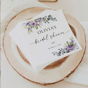 Elegant Purple Floral Bridal Shower Napkin